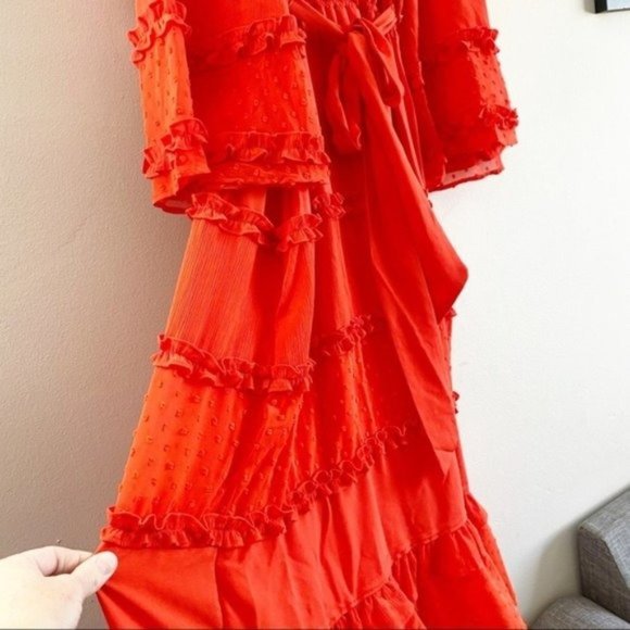 Boho style Angel Sleeve Tiered Ruffle Dress by Designer Alexis. Size XS - Picture 10 of 12